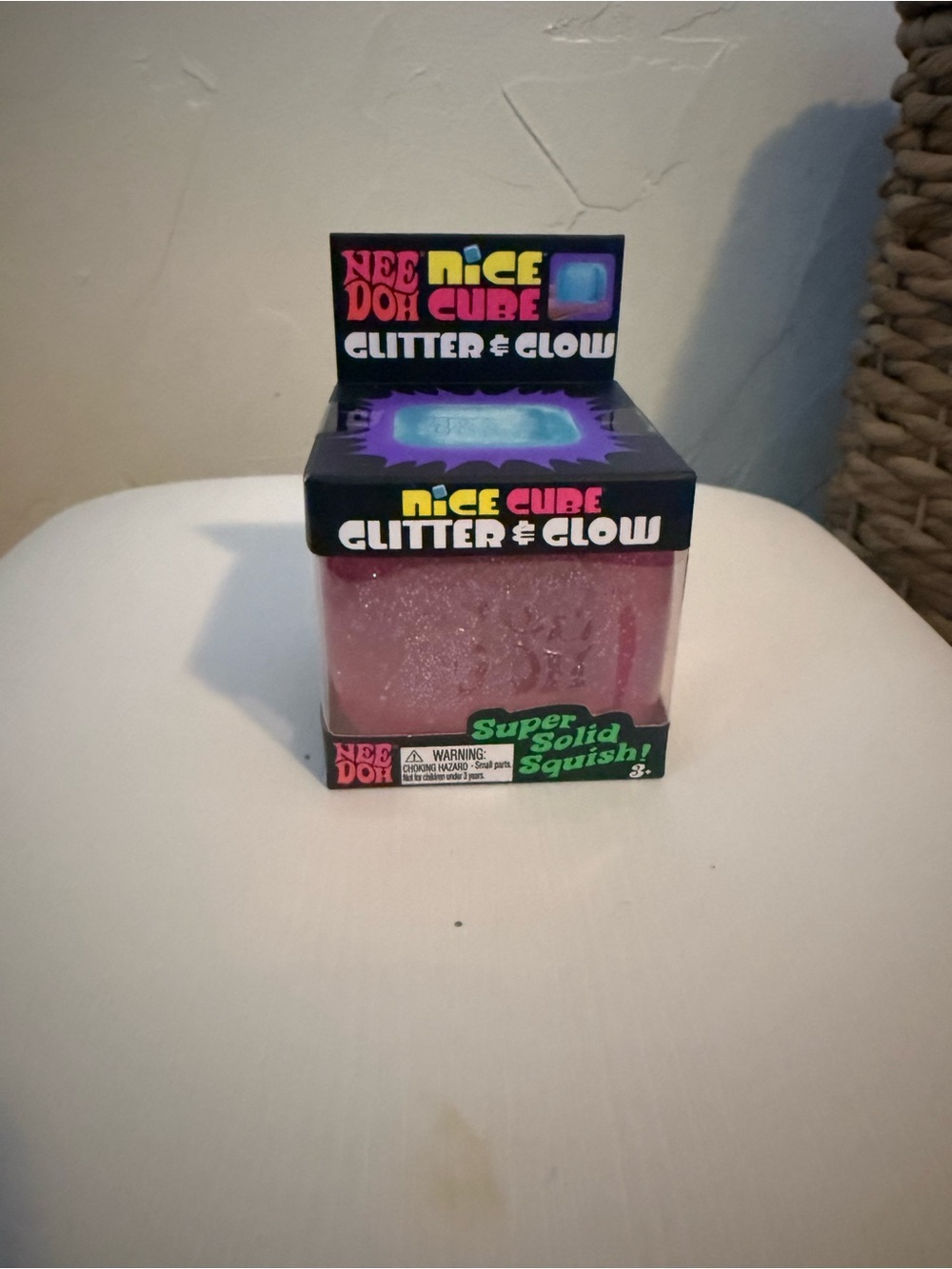 NeeDoh Nice Cube Glitter & Glow Sensory Fidget Toy - Pink New